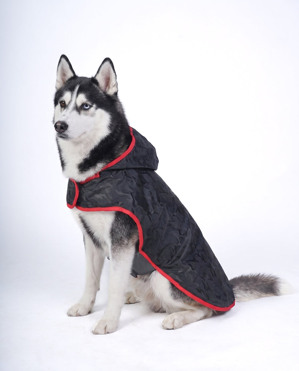 Careatic™ Black Army Sleeveless Dog Raincoat for Husky