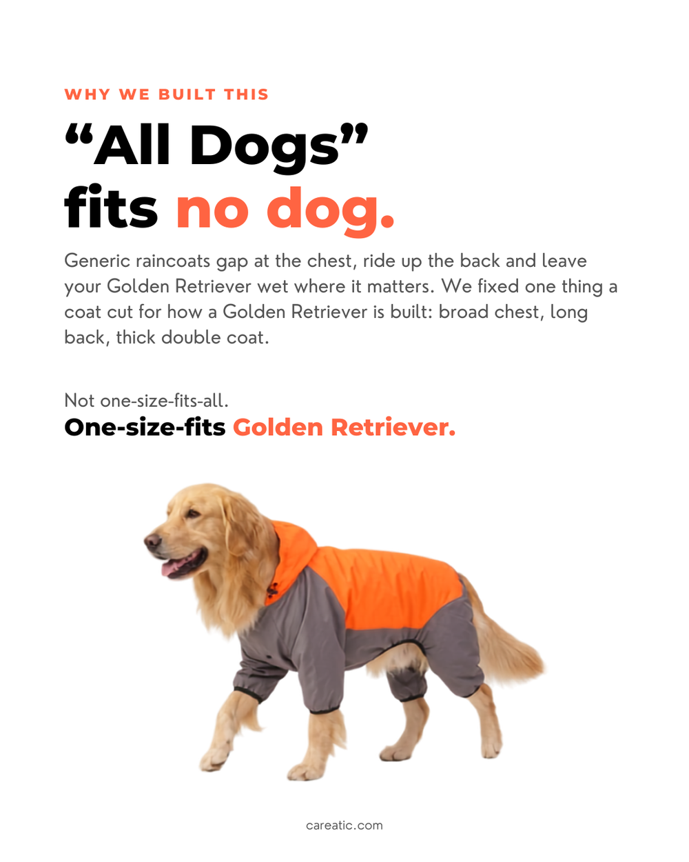 Careatic™ Chestguard Duo Jumpsuit Dog Raincoat for Golden Retriever