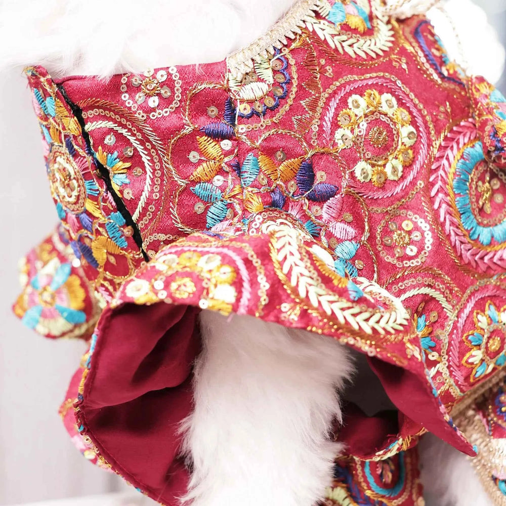 Careatic™ Royal Embroidered Dog Lehenga for Golden Retriever