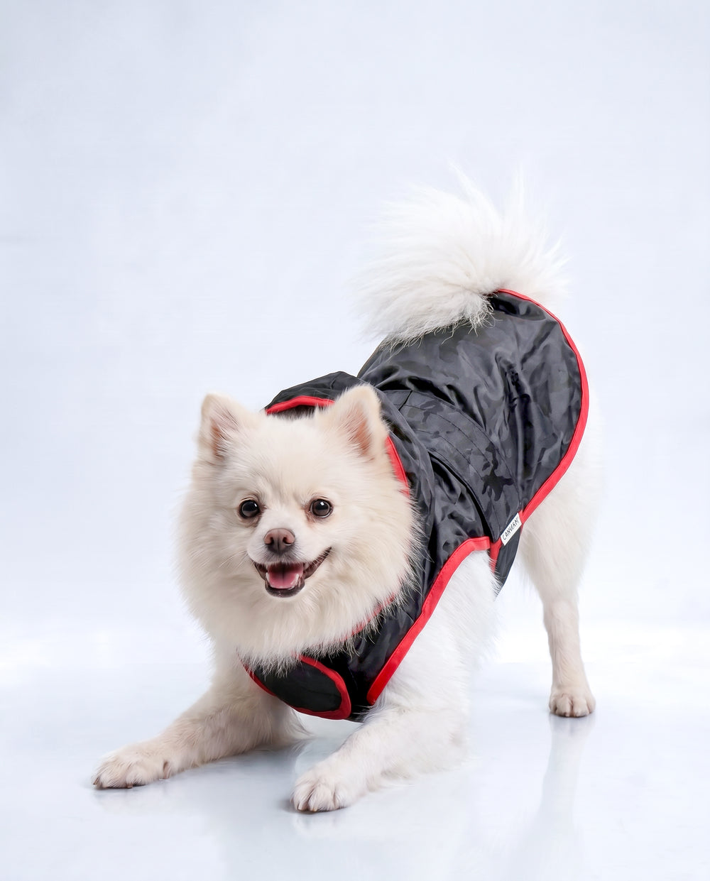 Careatic™ Black Army Sleeveless Dog Raincoat for Pomeranian