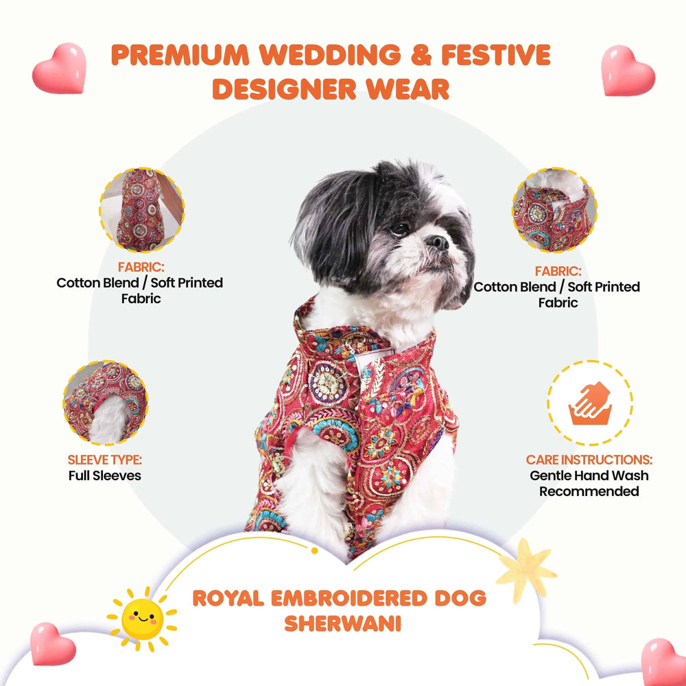 Careatic™ Royal Embroidered Dog Kurta for Golden Retriever