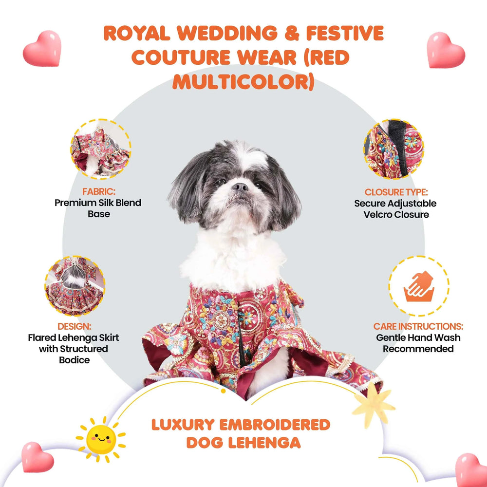 Careatic™ Royal Embroidered Dog Lehenga for Golden Retriever