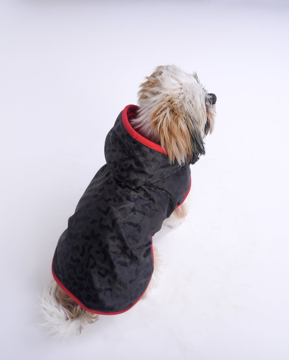 Careatic™ Black Army Sleeveless Dog Raincoat for Shih Tzu