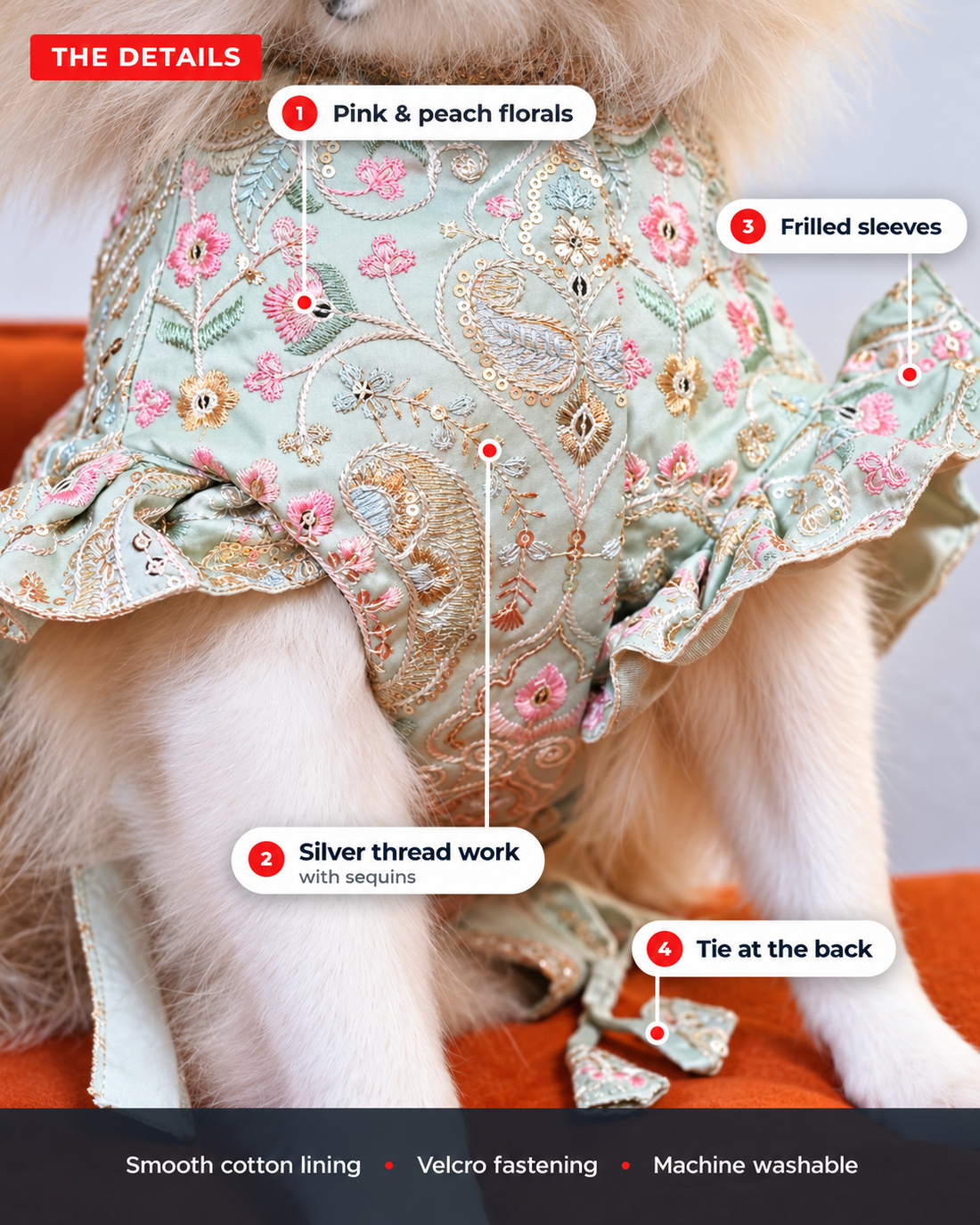 Careatic™ Elaichi Ghera Dog Lehenga