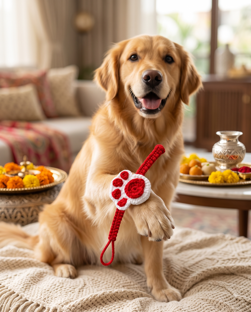 Careatic™ Paw Bandhan Crochet Rakhi for Dogs