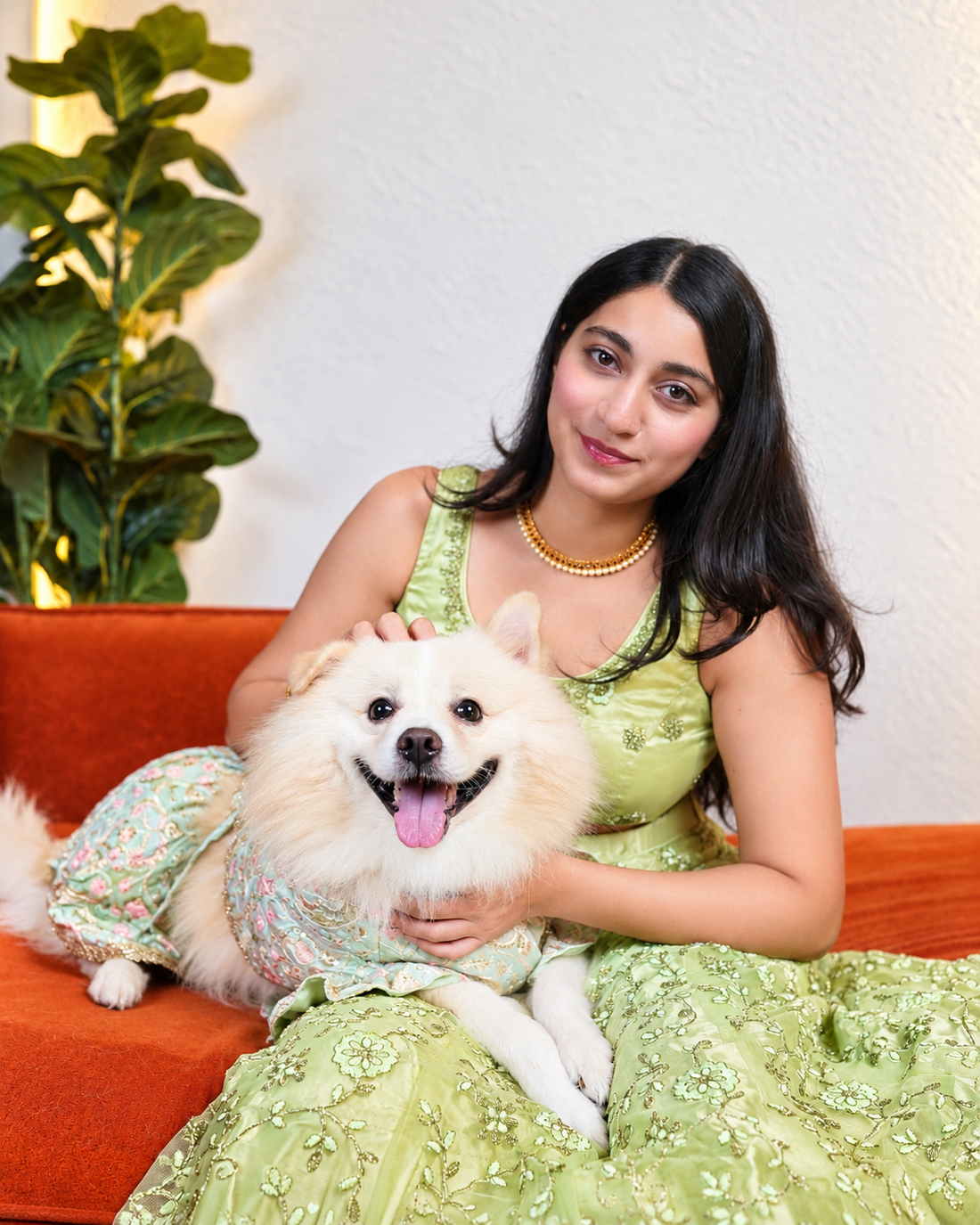 Careatic™ Elaichi Ghera Dog Lehenga