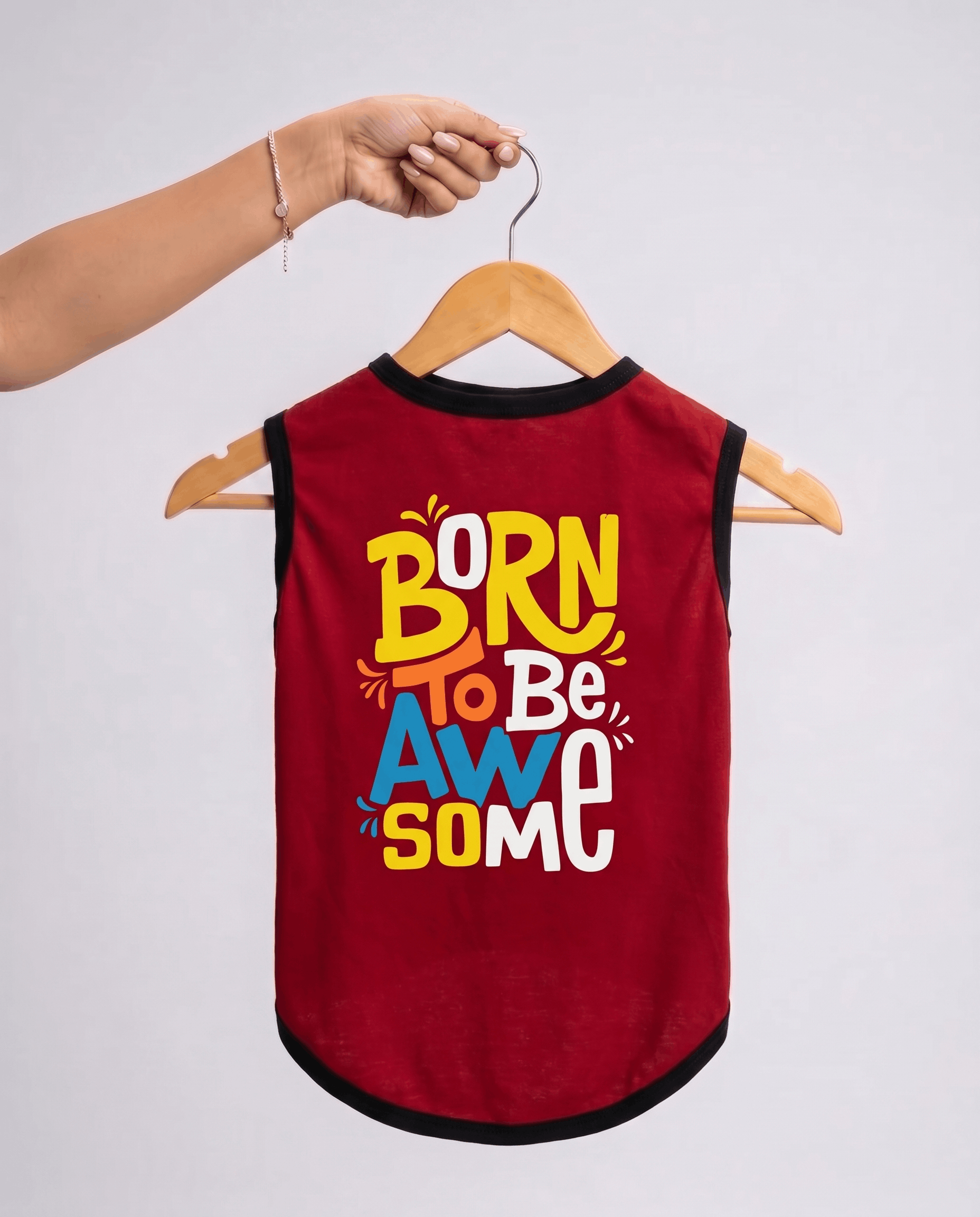 Careatic™ Born to Be Awesome Red T-shirt for Dogs - CAREATIC