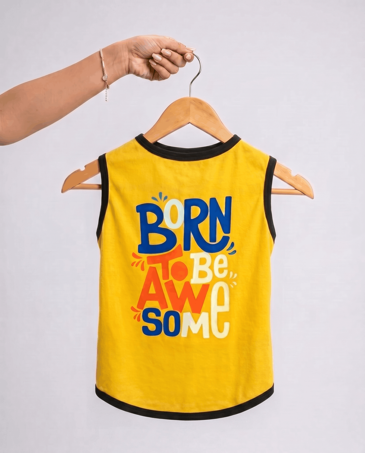 Careatic™ Born to Be Awesome Yellow T-shirt for Dogs - CAREATIC