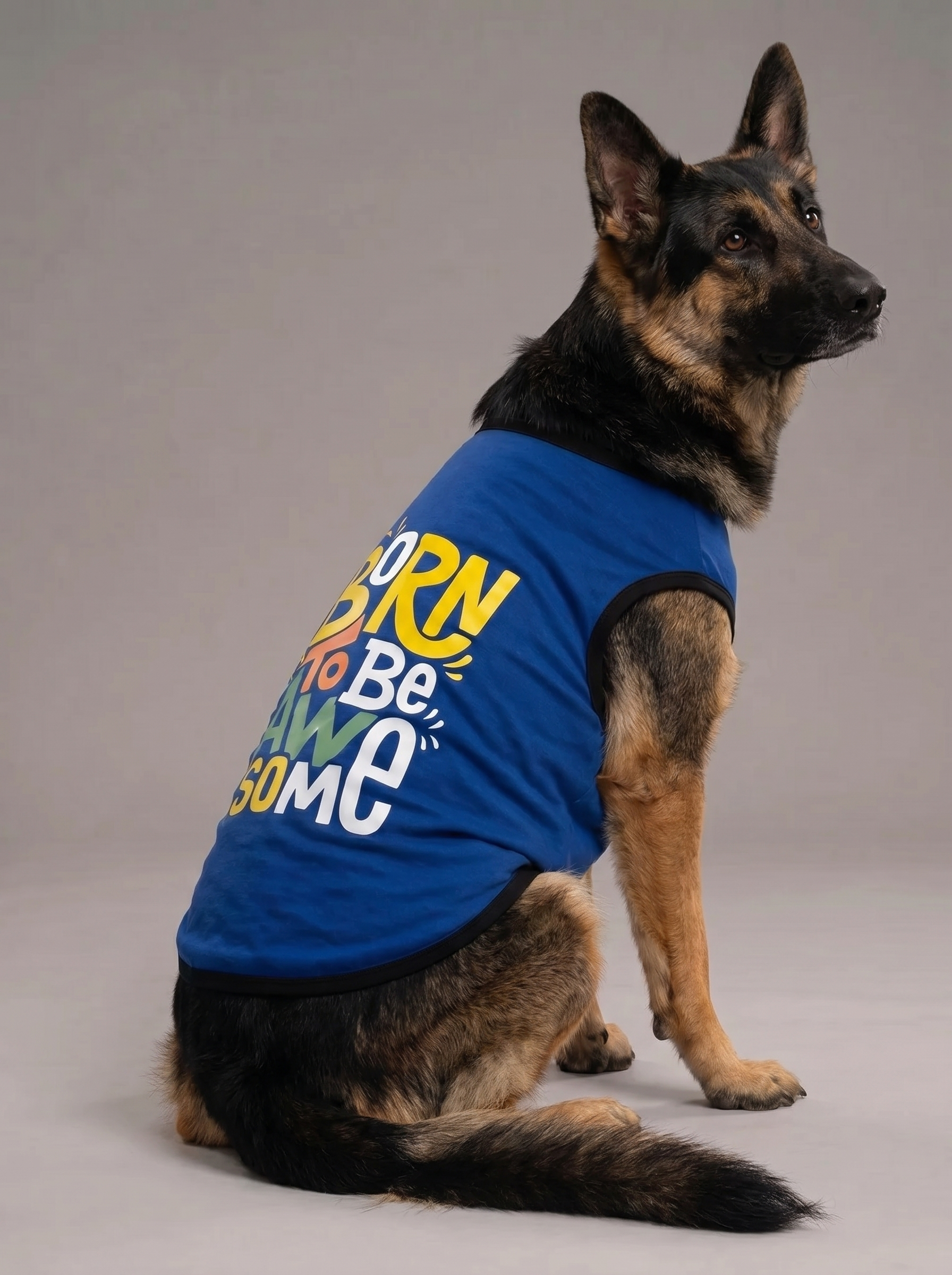 Careatic™ Born to Be Awesome Blue T-shirt for German Shepherd - CAREATIC