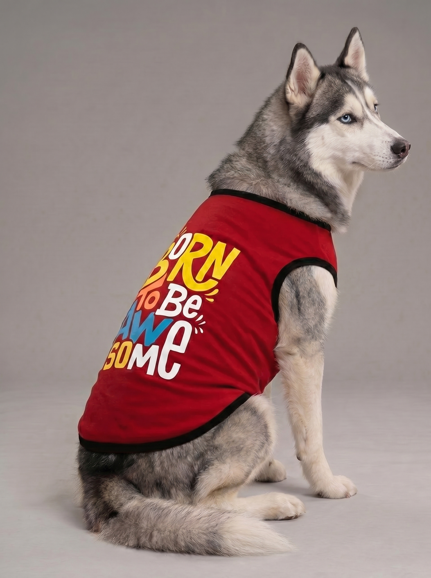 Careatic™ Born to Be Awesome Red T-shirt for Husky - CAREATIC