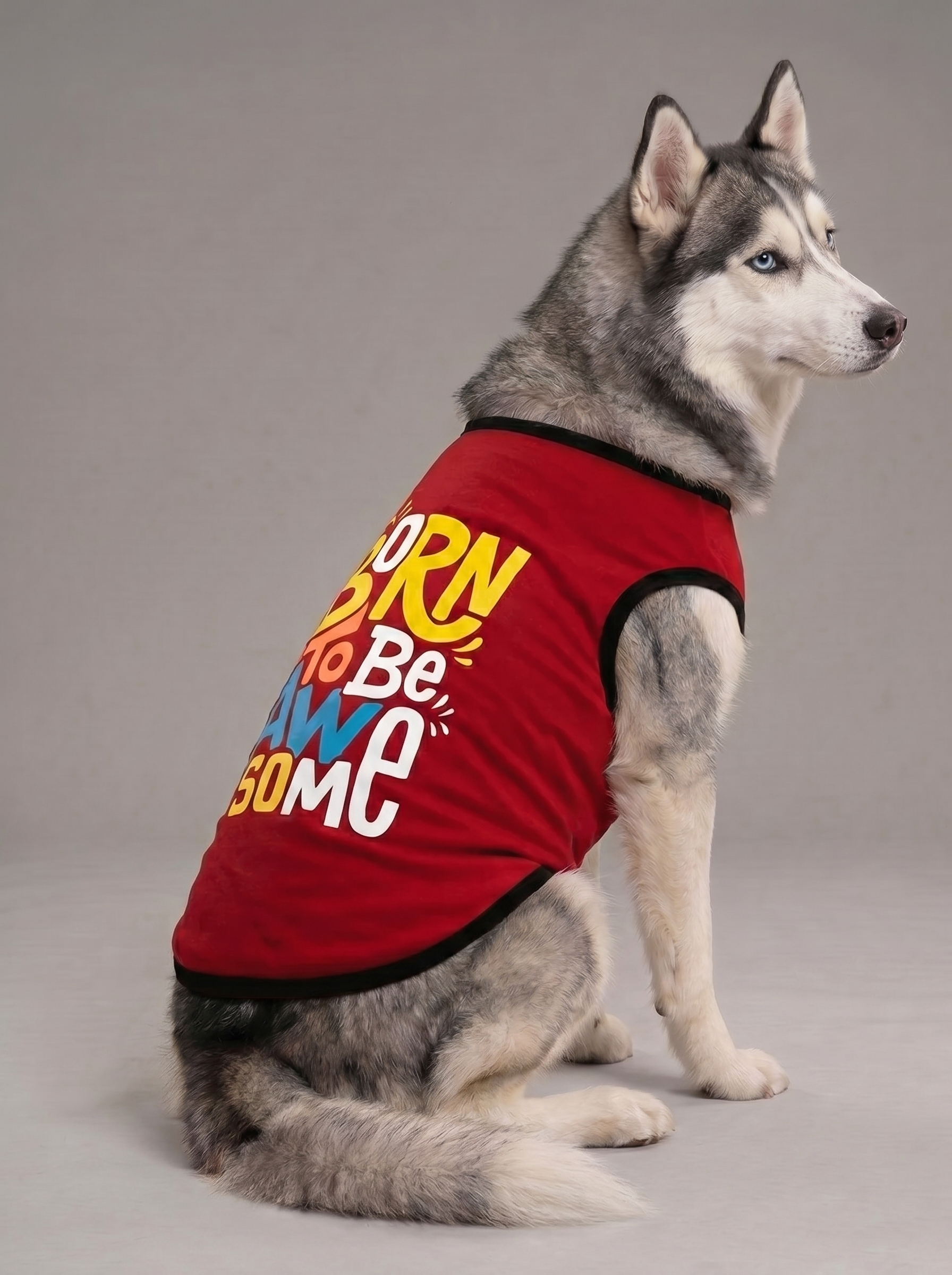 Careatic™ Born to Be Awesome Red T-shirt for Husky - CAREATIC
