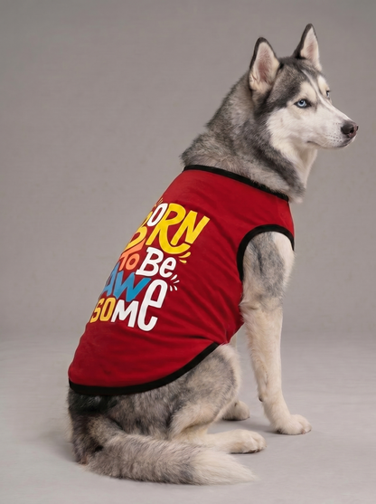 Careatic™ Born to Be Awesome Red T-shirt for Husky - CAREATIC