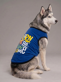 Careatic™ Born to Be Awesome Blue Dog T-Shirt for Husky