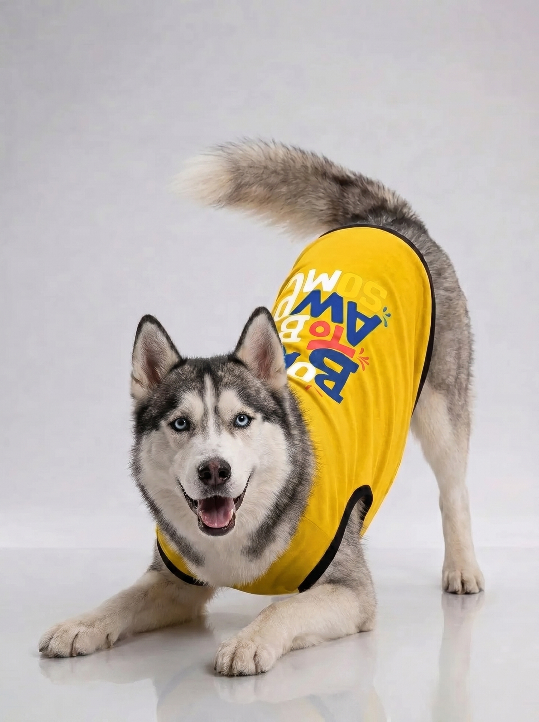 Careatic™ Born to Be Awesome Yellow T-shirt for Husky - CAREATIC