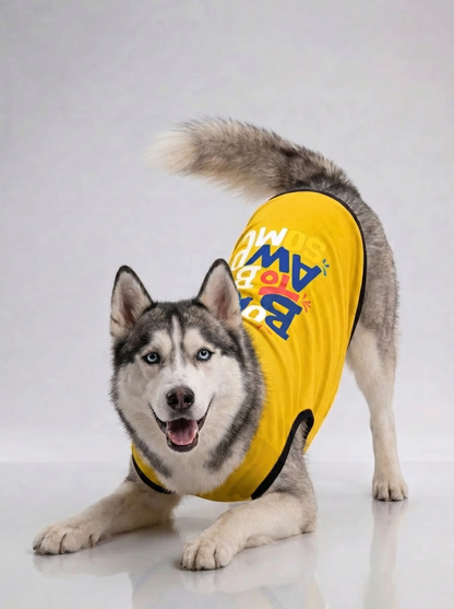 Careatic™ Born to Be Awesome Yellow T-shirt for Husky - CAREATIC