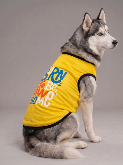 Careatic™ Born to Be Awesome Yellow T-shirt for Husky - CAREATIC