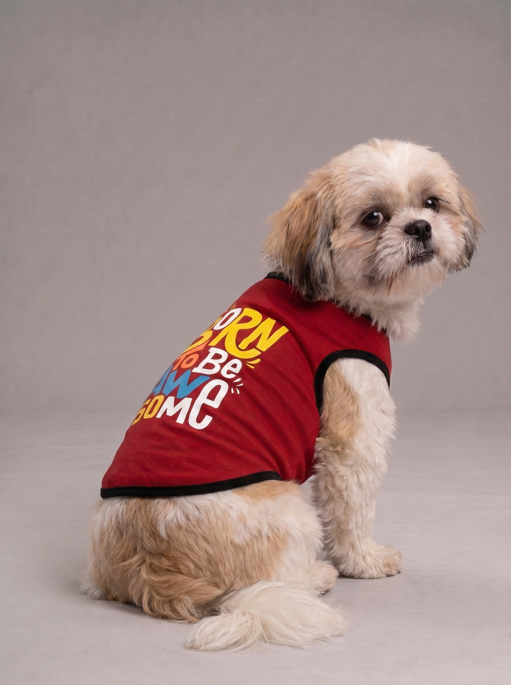 Careatic™ Born to Be Awesome Red T-shirt for Shih Tzu - CAREATIC