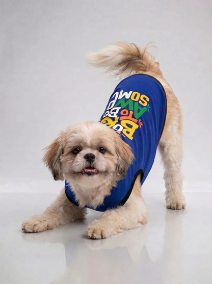 Careatic™ Born to Be Awesome Blue T-shirt for Shih Tzu - CAREATIC