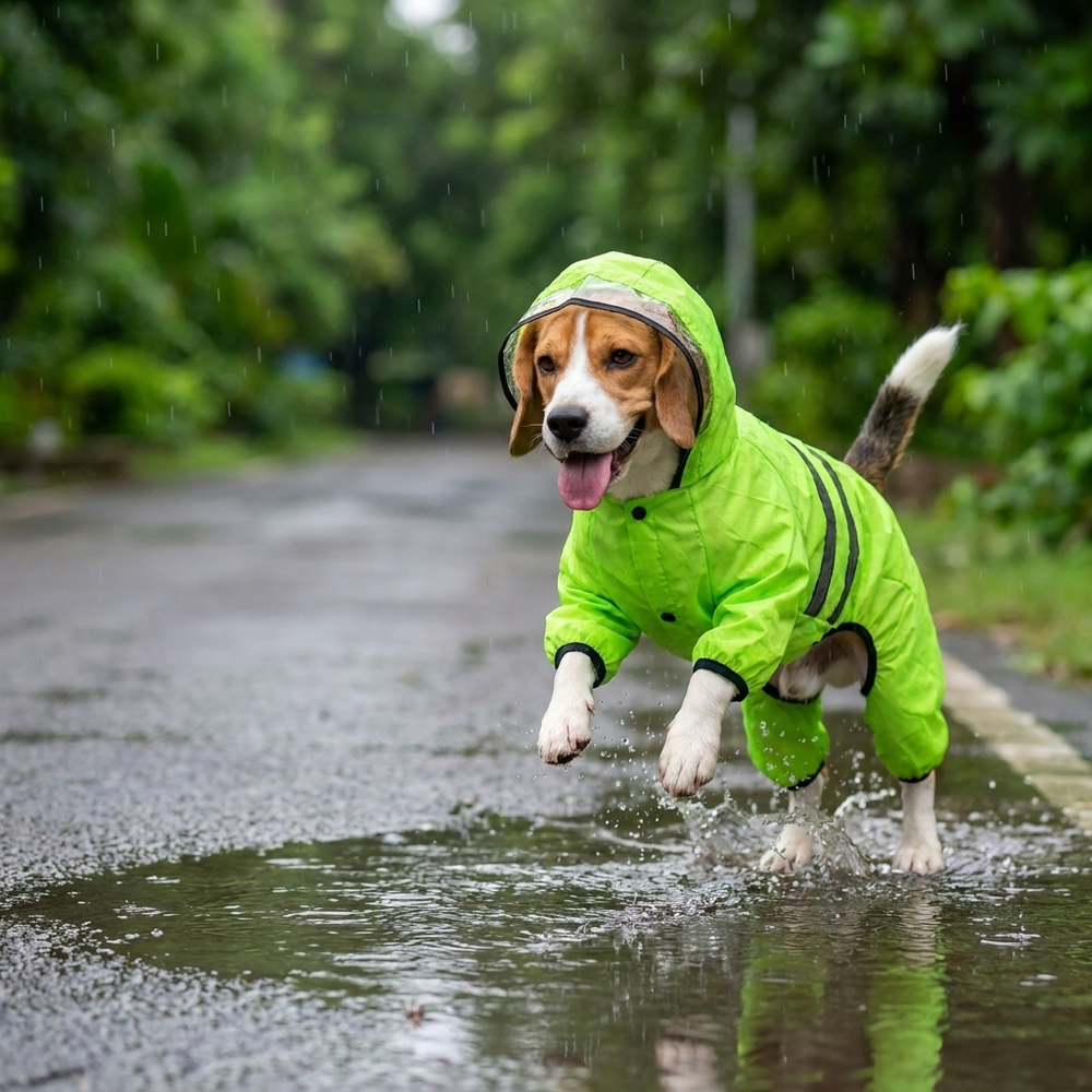 Careatic™ NeonShield Pro Jumpsuit Dog Raincoat for Beagle