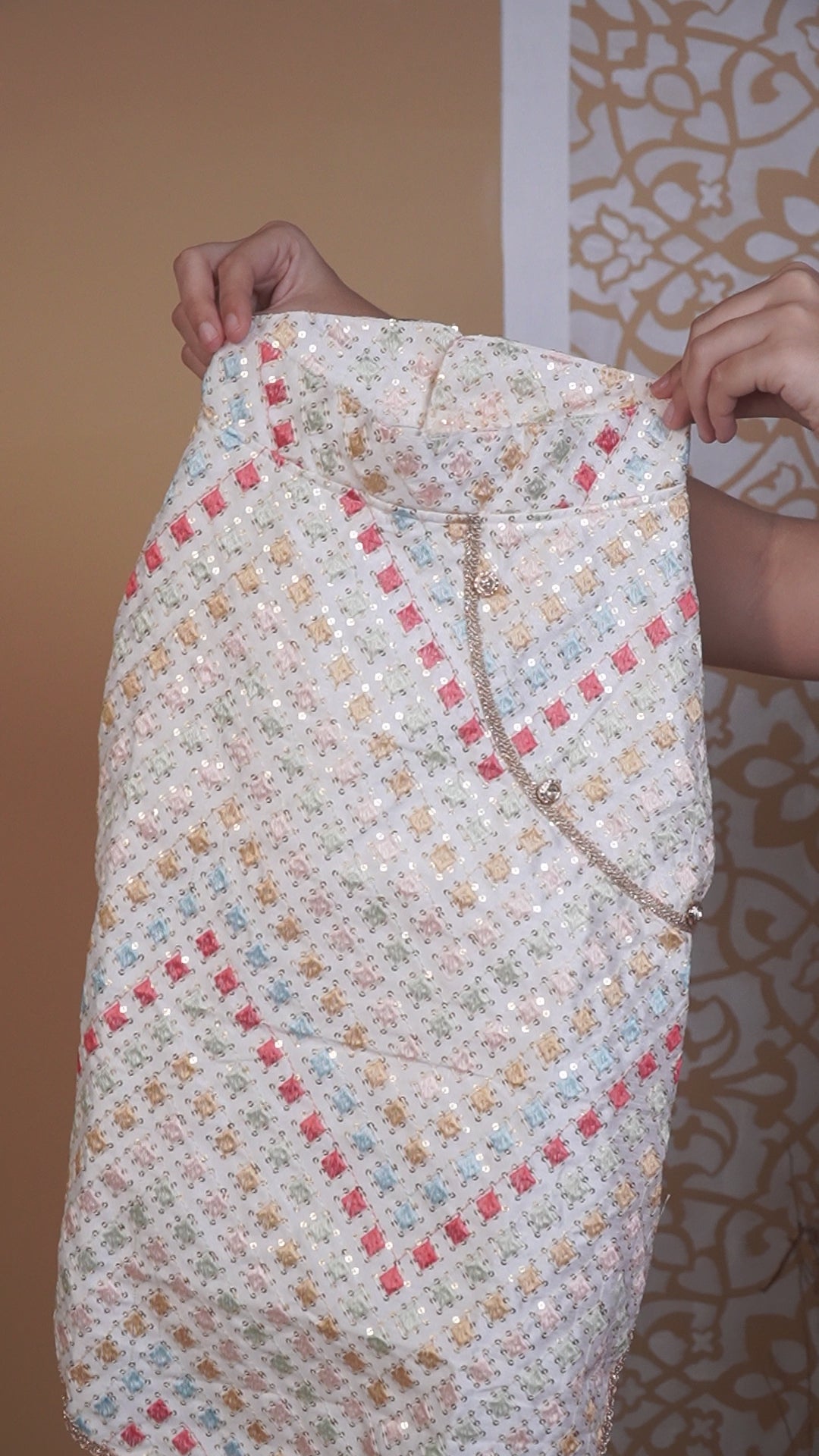 Satrangi Dog Kurta, up close